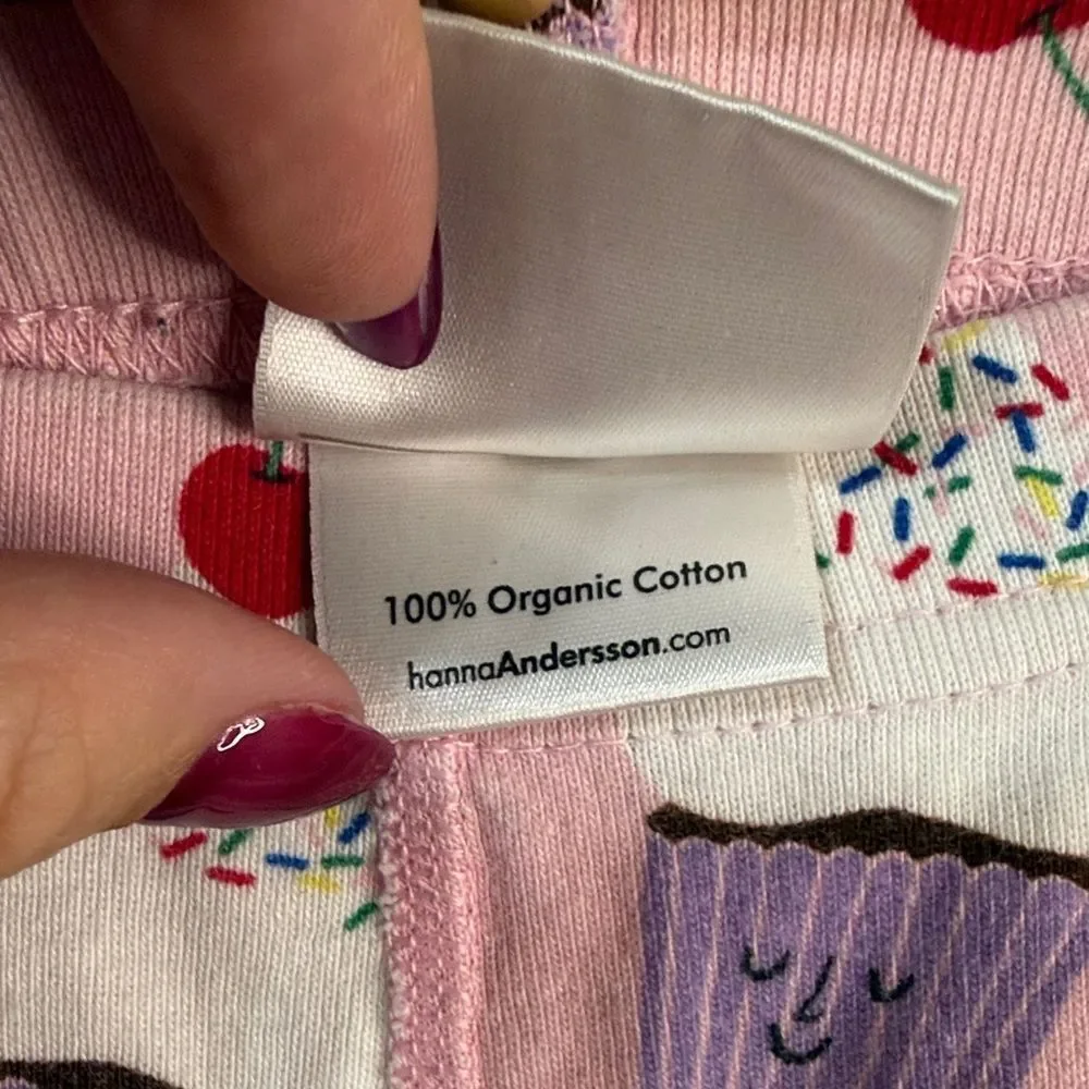 Hanna Andersson Pink Pajama Bottoms with Cupcake Print- Size 6-7